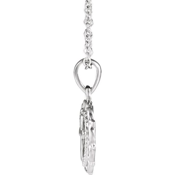 Youth 14k White Gold Scalloped Heart with Cross Necklace, 16-18 Inch